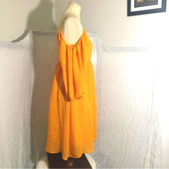 Anthropologie Moulinette Soeurs Yellow Mustard Cold-shoulder Dress Size XS - Picture 8 of 12